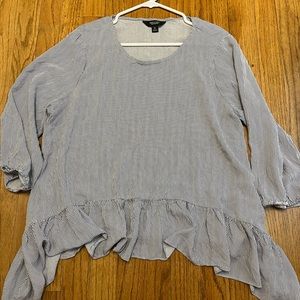 Simply Vera Women’s Flowey Blouse, Blue and White Stripes